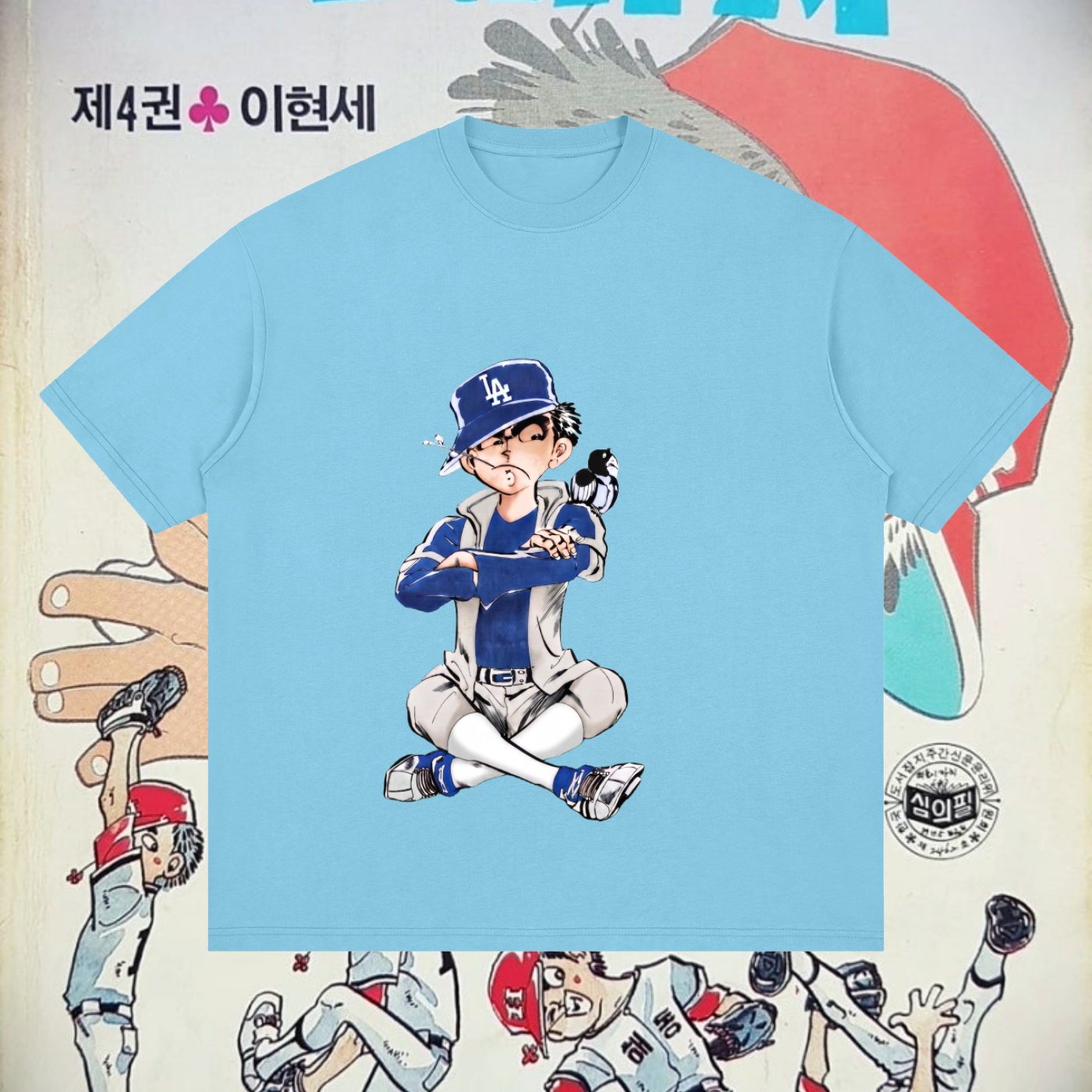 Kkachi LA Tee (B&W or Blue) — detail 1